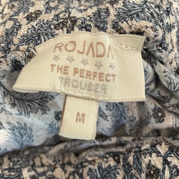 Rojada Womens Perfect Palazzo Pants M blue Floral Botanical Made In Egypt Baggy - Picture 5 of 5